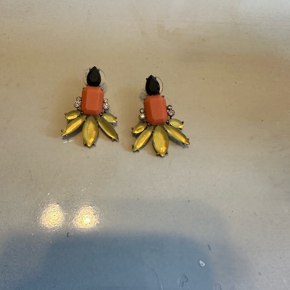 J. Crew Orange and Yellow Statement Earrings - Picture 1 of 2